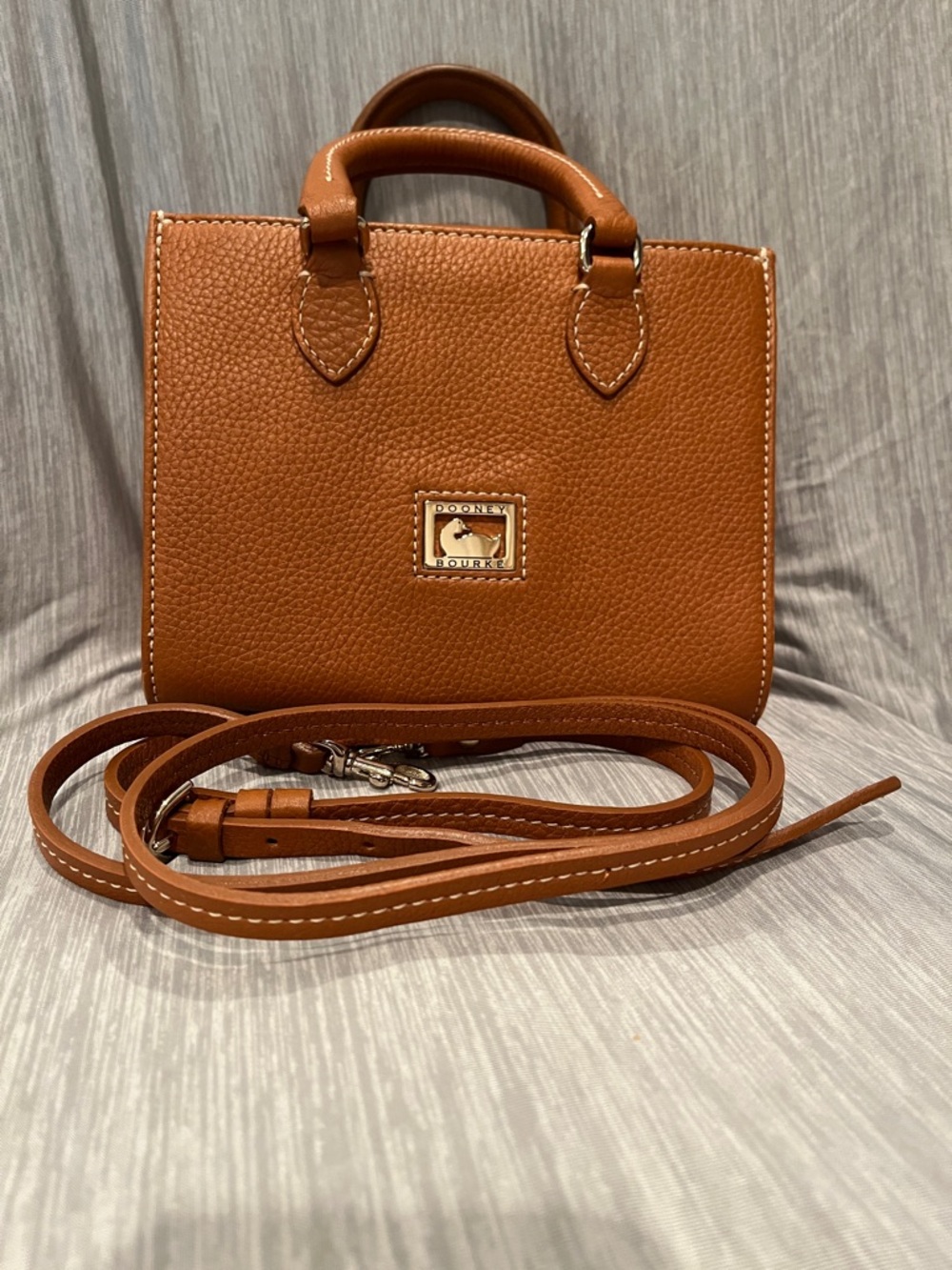 Dooney & Bourke Caramel Brown Pebbled Leather Satchel - Picture 2 of 16